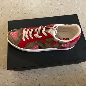 Strawberry Print Sneakers with Red Accents Coach